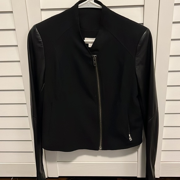 HELMUT LANG Eon Jacket Leather & Wool Asymmetrical Jacket P - Picture 2 of 11